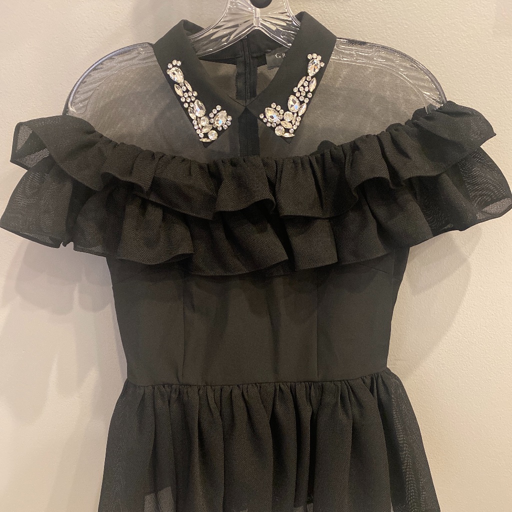 Collard Black Peplum Blouse